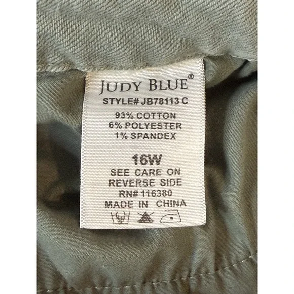 Judy Blue Garment Dyed Wide Leg Cropped Jeans Olive Green Size 0/24 - Picture 7 of 11